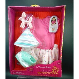 Our Generation Doll Party Outfit Set 18-Inch Dolls Pink Top Skirt Shoes Balloon